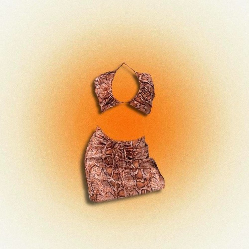SNAKESKIN PRINT BATHING SUIT TOP + SKIRT
